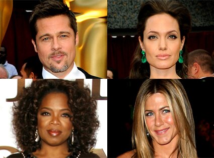 Brad Pitt, Angelina Jolie, Oprah Winfrey, Jennifer Aniston Brad Pitt, Angelina Jolie, Oprah Winfrey, Jennifer Aniston