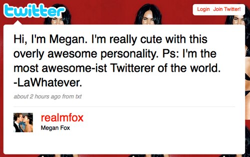 Megan Fox's Twitter Page Megan Fox's Twitter Page