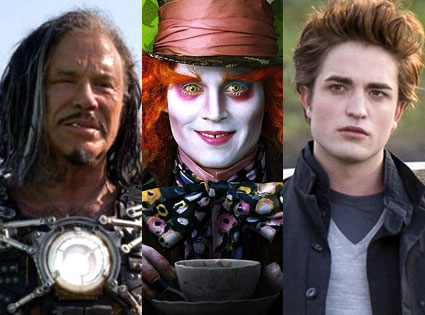Mickey Rourke (Iron Man 2), Johnny Depp (Alice in Wonderland), Robert Pattinson (Twilight) Mickey Rourke (Iron Man 2), Johnny Depp (Alice in Wonderland), Robert Pattinson (Twilight)