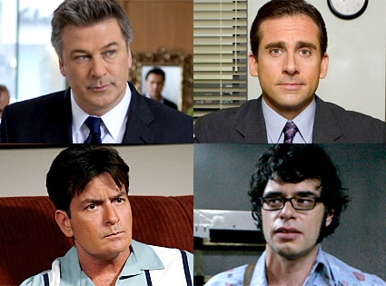 Alec Baldwin, 30 Rock, Steve Carell, The Office, Charlie Sheen, Two and a Half Men, Jemaine Clement, Flight of the Conchords Alec Baldwin, 30 Rock, Steve Carell, The Office, Charlie Sheen, Two and a Half Men, Jemaine Clement, Flight of the Conchords