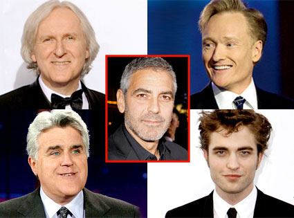 James Cameron, Conan O'Brien, Jay Leno, Robert Pattinson, George Clooney James Cameron, Conan O'Brien, Jay Leno, Robert Pattinson, George Clooney
