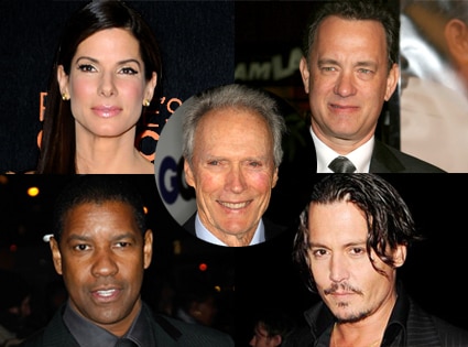 Sandra Bullock, Tom Hanks, Denzel Washington, Johnny Depp, Clint Eastwood Sandra Bullock, Tom Hanks, Denzel Washington, Johnny Depp, Clint Eastwood