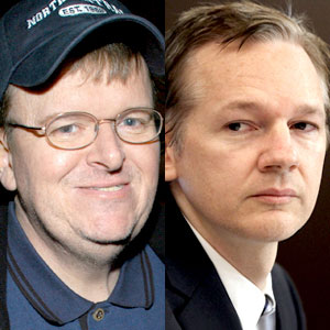 Michael Moore, Julian Assange Michael Moore, Julian Assange
