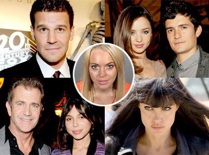 David Boreanaz, Orlando Bloom, Miranda Kerr, Mel Gibson, Oksana Grigorieva, Angelina Jolie, Lindsay Lohan David Boreanaz, Orlando Bloom, Miranda Kerr, Mel Gibson, Oksana Grigorieva, Angelina Jolie, Lindsay Lohan