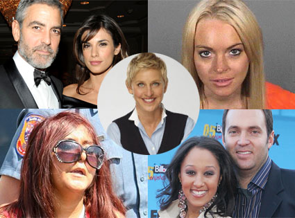 Lindsay Lohan, Snooki, Tamera Mowry, Adam Housley, George Clooney, Elisabetta Canalis, Ellen DeGeneres Lindsay Lohan, Snooki, Tamera Mowry, Adam Housley, George Clooney, Elisabetta Canalis, Ellen DeGeneres