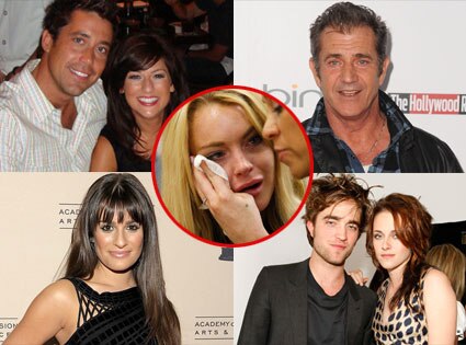 Mel Gibson, Lea Michele, Ed Swiderski, Jillian Harris, Lindsay Lohan, Robert Pattinson, Kristen Stewart Mel Gibson, Lea Michele, Ed Swiderski, Jillian Harris, Lindsay Lohan, Robert Pattinson, Kristen Stewart