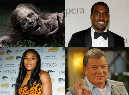 The Walking Dead, Kanye West, Serena Williams, William Shatner The Walking Dead, Kanye West, Serena Williams, William Shatner