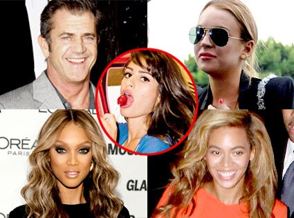 Mel Gibson, Lindsay Lohan, Tyra Banks, Beyonce Knowles, Lea Michele Mel Gibson, Lindsay Lohan, Tyra Banks, Beyonce Knowles, Lea Michele