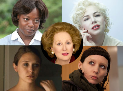 Meryl Streep, Iron Lady, Michelle Williams, My Week With Marilyn, Viola Davis, The Help, Rooney Mara, Girl with The Dragon Tattoo Meryl Streep, Iron Lady, Michelle Williams, My Week With Marilyn, Viola Davis, The Help, Rooney Mara, Girl with The Dragon Tattoo