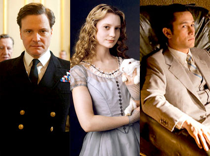 The Kings Speech, Colin Firth, Alice in Wonderland, Mia Wasikowska, Inception, Joseph Gordon-Levitt The Kings Speech, Colin Firth, Alice in Wonderland, Mia Wasikowska, Inception, Joseph Gordon-Levitt