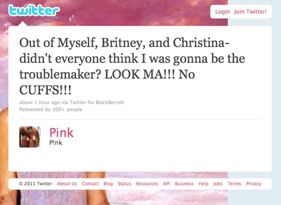 Pink, Twitter Pink, Twitter