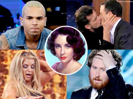 Chris Brown, Charlie Sheen, Jimmy Kimmel, Kirstie Alley, Casey Abrams, Elizabeth Taylor Chris Brown, Charlie Sheen, Jimmy Kimmel, Kirstie Alley, Casey Abrams, Elizabeth Taylor