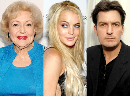 Betty White, Lindsay Lohan and Charlie Sheen Betty White, Lindsay Lohan and Charlie Sheen