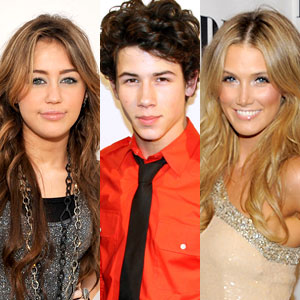 Miley Cyrus, Nick Jonas, Delta Goodrem Miley Cyrus, Nick Jonas, Delta Goodrem