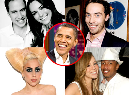 Prince William, Kate Middleton, James Middleton, Lady Gaga, Mariah Carey, Nick Cannon, President Obama Prince William, Kate Middleton, James Middleton, Lady Gaga, Mariah Carey, Nick Cannon, President Obama