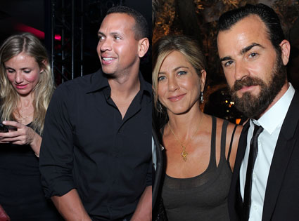 Jennifer Aniston, Justin Thereoux, Cameron Diaz, Alex Rodriguez Jennifer Aniston, Justin Thereoux, Cameron Diaz, Alex Rodriguez