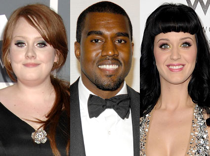 Katy Perry, Adele, Kanye West Katy Perry, Adele, Kanye West