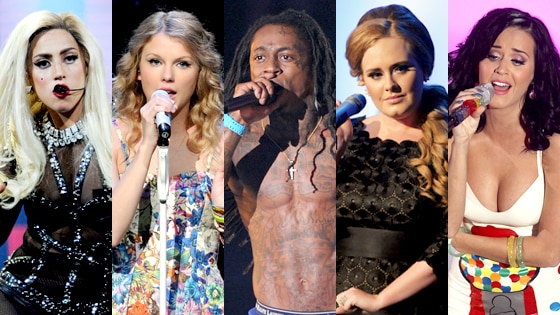 Lady Gaga, Taylor Swift, Lil Wayne, Adele, Katy Perry Lady Gaga, Taylor Swift, Lil Wayne, Adele, Katy Perry