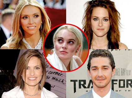 Giuliana Rancic, Kristen Stewart, Mariska Hargitay, Shia LaBeouf, Lindsay Lohan Giuliana Rancic, Kristen Stewart, Mariska Hargitay, Shia LaBeouf, Lindsay Lohan