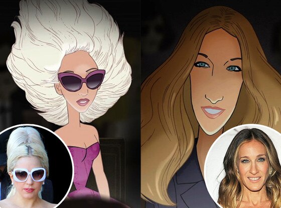 Lady Gaga, Sarah Jessica Parker, Barney's window Lady Gaga, Sarah Jessica Parker, Barney's window