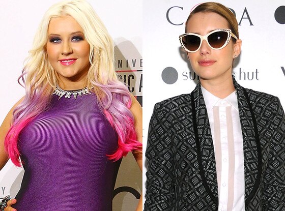 Christina Aguilera, Emma Roberts Christina Aguilera, Emma Roberts