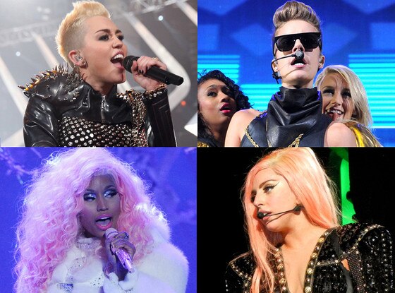 Miley Cyrus, Justin Bieber, Nicki Minaj, Lady Gaga Miley Cyrus, Justin Bieber, Nicki Minaj, Lady Gaga