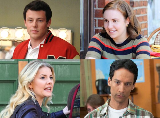 Cory Monteith, Glee Elisha Cuthbert, Happy Endings Danny Pudi, Community Lena Dunham, Girls Cory Monteith, Glee Elisha Cuthbert, Happy Endings Danny Pudi, Community Lena Dunham, Girls