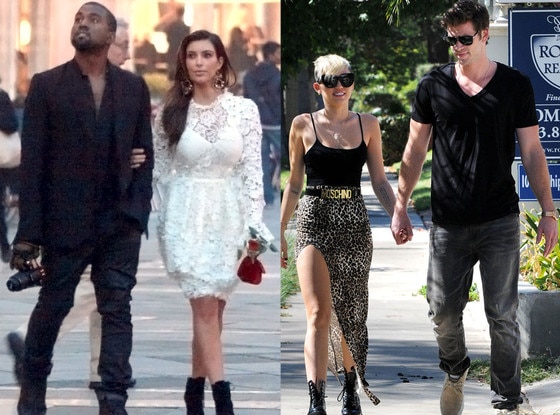 Kanye West, Kim Kardashian, Miley Cyrus, Liam Hemsworth Kanye West, Kim Kardashian, Miley Cyrus, Liam Hemsworth