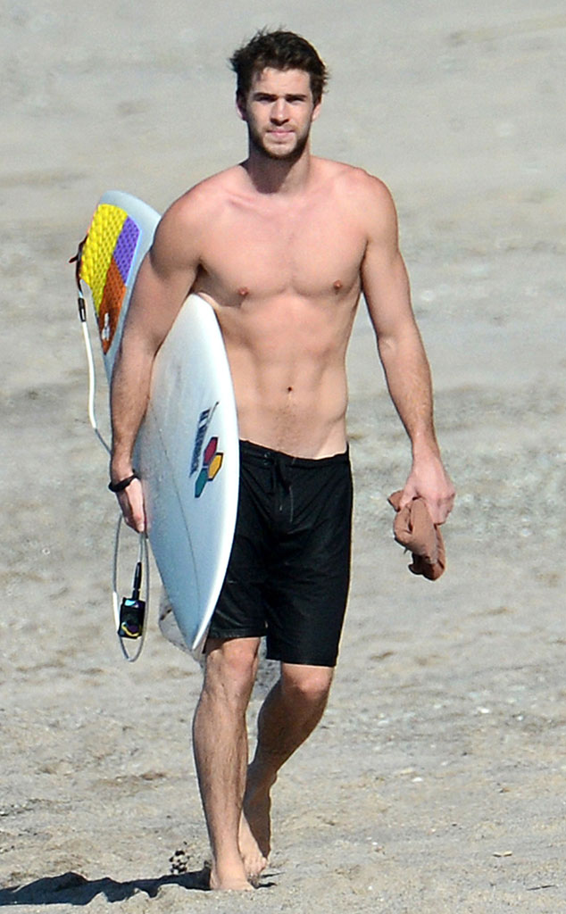 Liam Hemsworth Takes His Sexy Shirtless Body Surfing See The Hot Pics