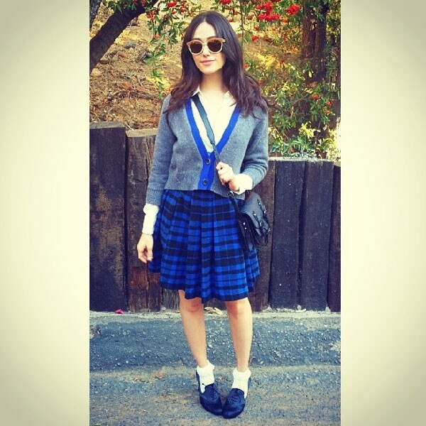 Emmy Rossum Thinks She Looks Like Hermione Granger In Retro Nerdy Chic Fashion E News