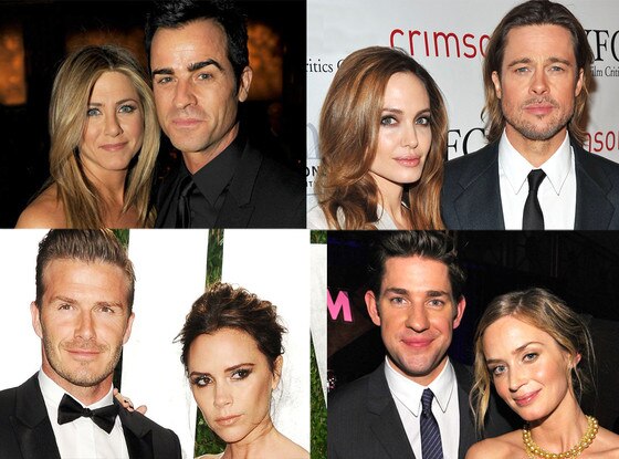 Jennifer Aniston, Justin Theroux, Angelina Jolie, Brad Pitt, Victoria Beckham, David Beckham, John Krasinski, Emily Blunt Jennifer Aniston, Justin Theroux, Angelina Jolie, Brad Pitt, Victoria Beckham, David Beckham, John Krasinski, Emily Blunt