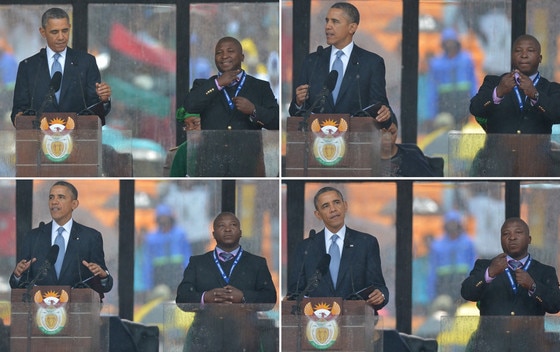 Nelson Mandela Memorial, Sign Language, Barack Obama Nelson Mandela Memorial, Sign Language, Barack Obama