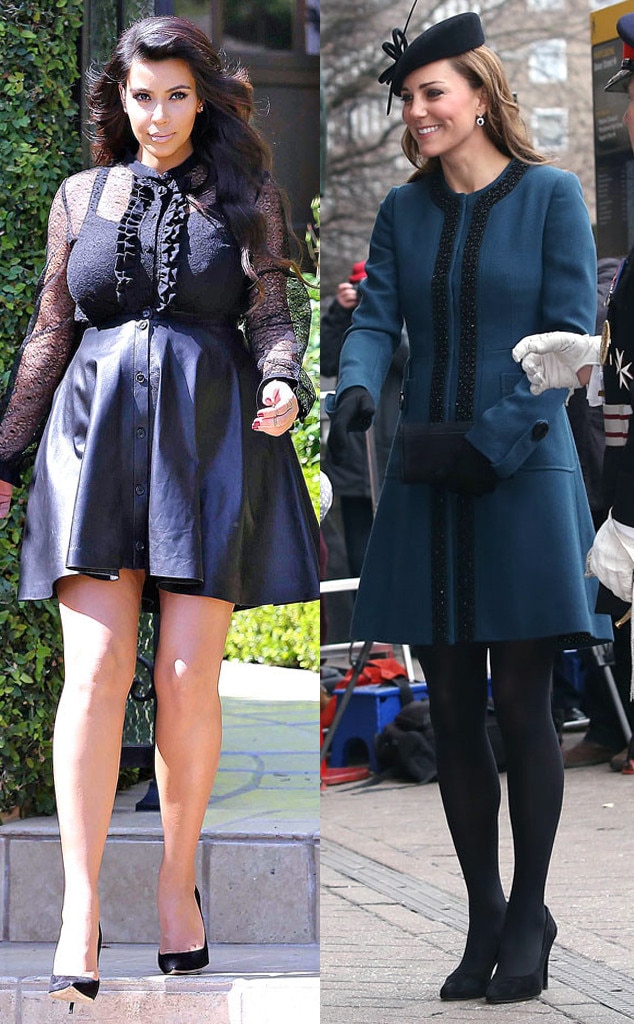 Knee Length Getups From Kim Kardashian S And Kate Middleton S Pregnancy Styles E News