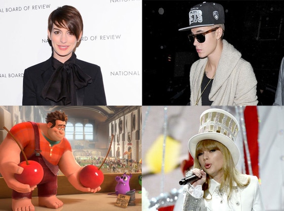 Anne Hathaway, Justin Bieber, Taylor Swift, Wreck It Ralph Anne Hathaway, Justin Bieber, Taylor Swift, Wreck It Ralph