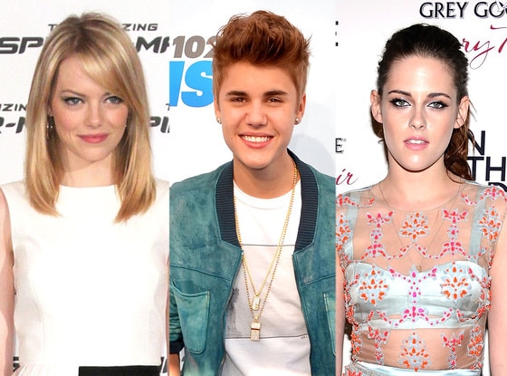 Emma Stone, Justin Bieber, Kristen Stewart Emma Stone, Justin Bieber, Kristen Stewart