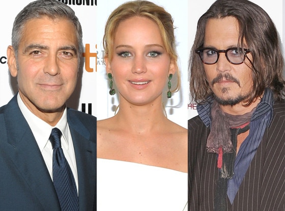 George Clooney, Jennifer Lawrence, Johnny Depp George Clooney, Jennifer Lawrence, Johnny Depp
