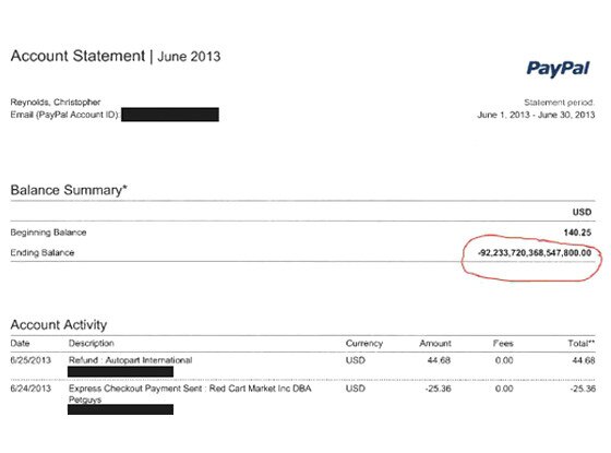 Paypal screen grab, 92 quadrillion dollars Paypal screen grab, 92 quadrillion dollars
