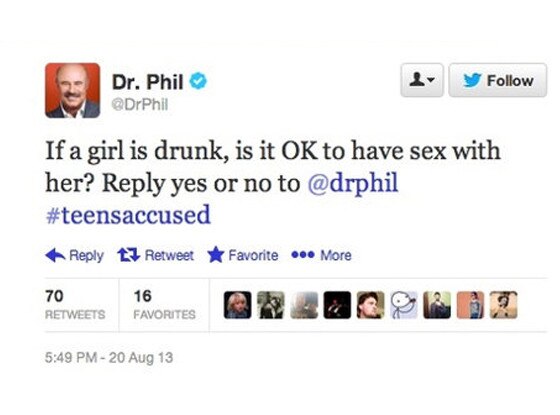 Dr Phil Deletes Controversial Drunk Sex Twitter Question Following