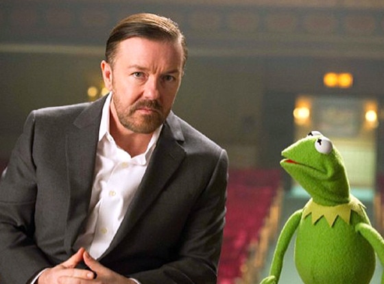Muppets Most Wanted, Ricky Gervais, Kermit the Frog Muppets Most Wanted, Ricky Gervais, Kermit the Frog