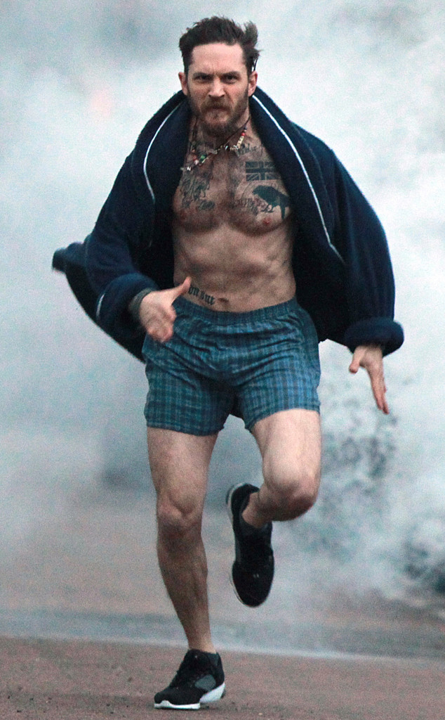 Tom Hardy Runs Shirtless In Boxers For A Charity Cancer Shoot—see The Pic E News 