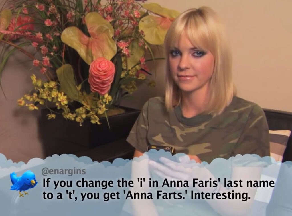 Anna Faris From Celebrity Mean Tweets From Jimmy Kimmel Live E News