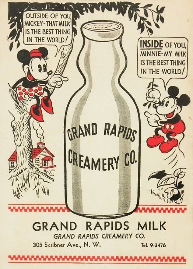 Mickey Mouse, Minnie Mouse, Milk Ad Mickey Mouse, Minnie Mouse, Milk Ad