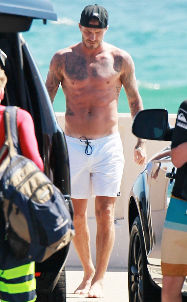 Shirtless David Beckham Flaunts Rock Hard Abs On The Beachsee The Hot Pic E News