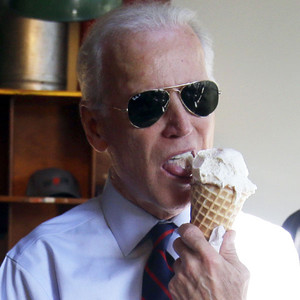 Joe Biden Licks Ice Cream Cone, Flashes Cash and Wears Aviator