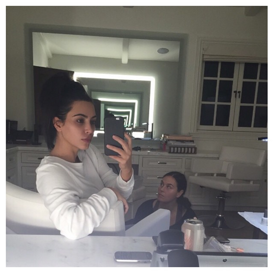 Kim Kardashians Makeup Free Selfie Khloe Kardashians Huge Hat Kylie 
