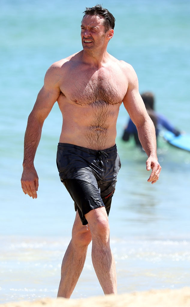 Hugh Jackman Shows Off His Ripped Body On The Beach In Australia E News Uk