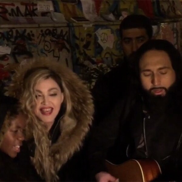 Madonna, Son David, Guitarist Monte Pittman, Paris Performance Madonna, Son David, Guitarist Monte Pittman, Paris Performance