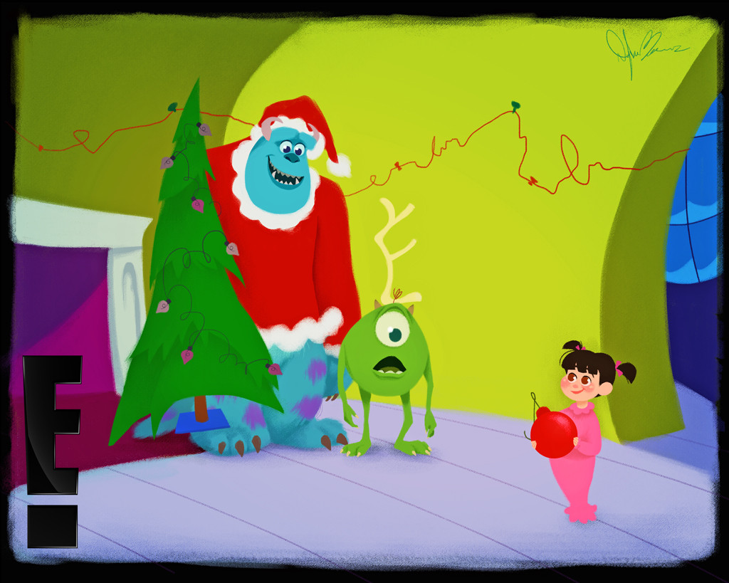 Mike, Sully & Boo In How The Grinch Stole Christmas From Disney 