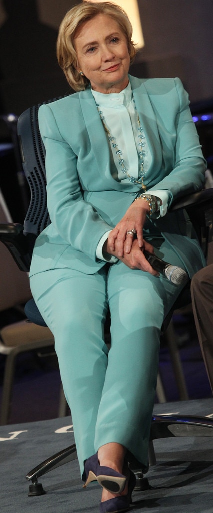 Polished Repose From Hillary Clintons Colorful Pantsuits E News 