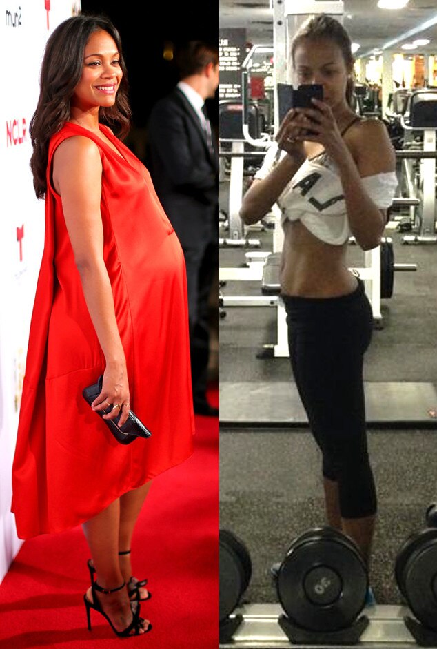 Zoe Saldana Flaunts Killer Abs, PostBaby Weight Loss in Gym Selfie